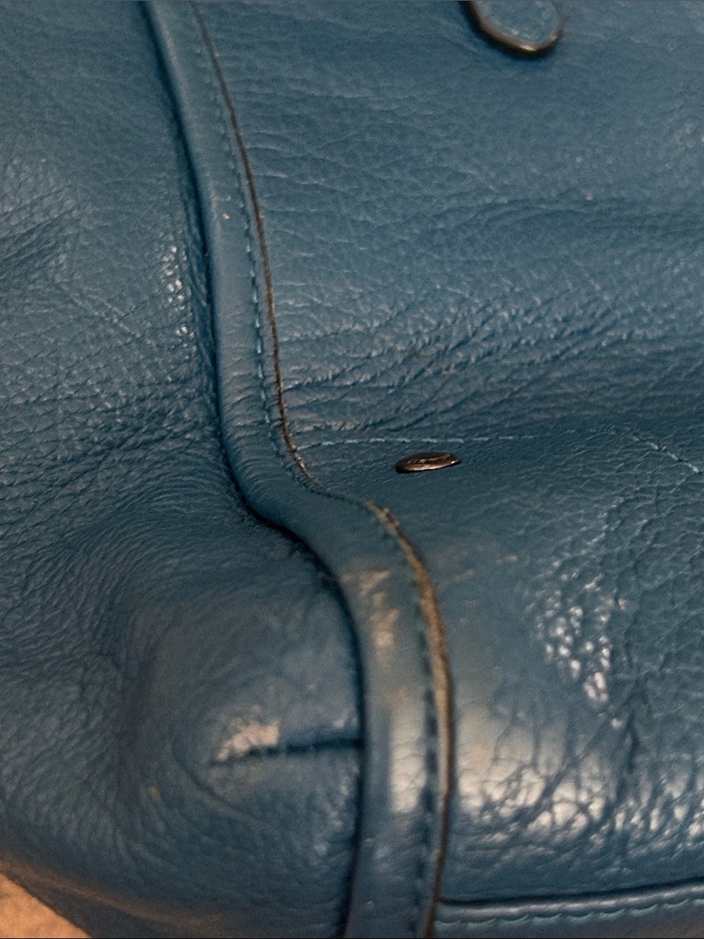 Coach Deep Blue Large Mickie Grain Leather Handbag Tote Purse 🌸🌸 - Picture 15 of 16